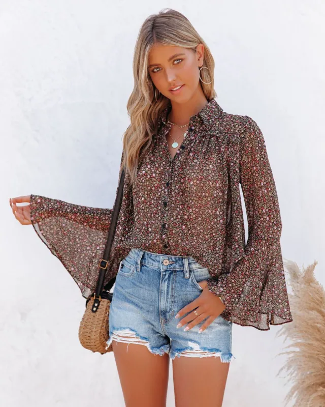 Balayage Printed Bell Sleeve Blouse - FINAL SALE sold by Vici