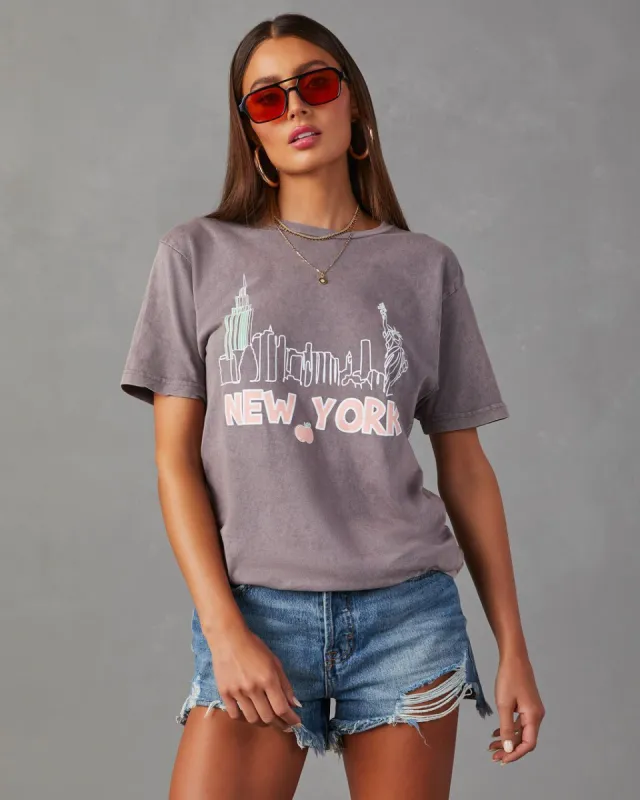 New York Skyline Cotton Tee - Charcoal - FINAL SALE sold by Vici
