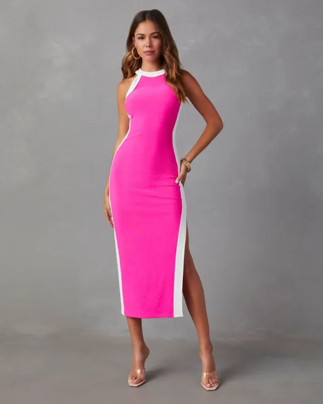 Keila Sleeveless Midi Dress - Pink/White - SALE sold by Vici