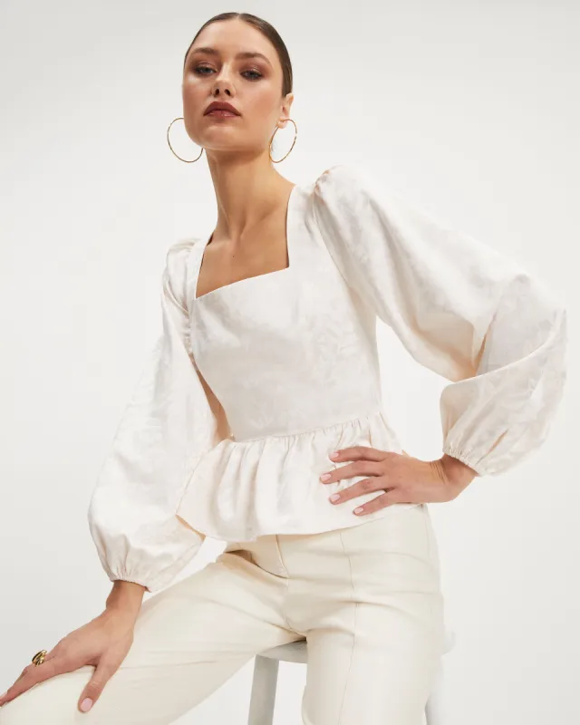 Afternoon At Versailles Puff Sleeve Peplum Top sold by Vici