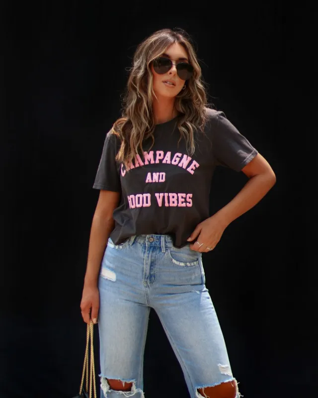 Champagne And Good Vibes Cotton Tee - SALE sold by Vici