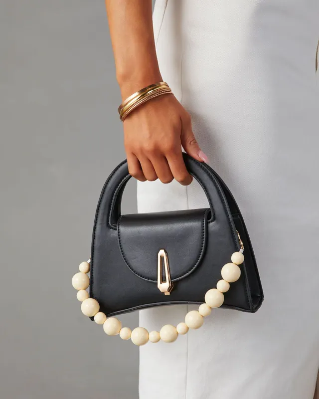 Attina Pearl Strap Handbag - Black - SALE sold by Vici