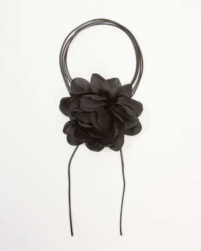 The Chosen Flower Large Tie Choker Necklace - Black - FINAL SALE sold by Vici