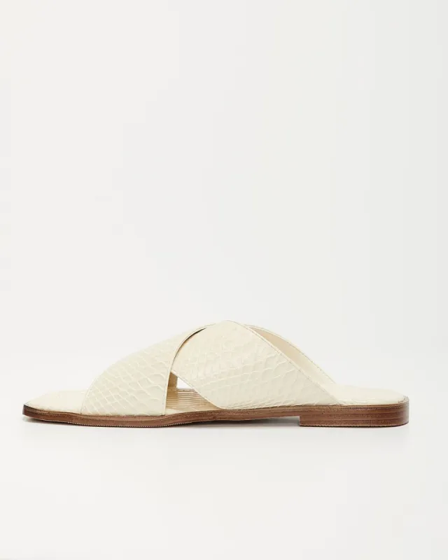 Avena Croc Embossed Slide Sandals - White - FINAL SALE sold by Vici