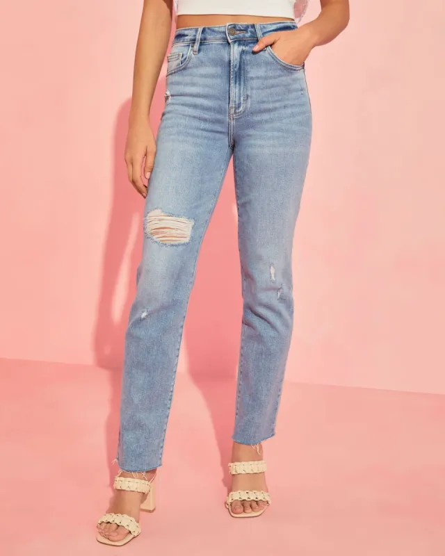 Closet Classic Distressed Stretch Straight Leg Jeans - FINAL SALE sold by Vici