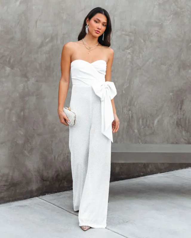 Dancing Queen Strapless Sequin Jumpsuit sold by Vici