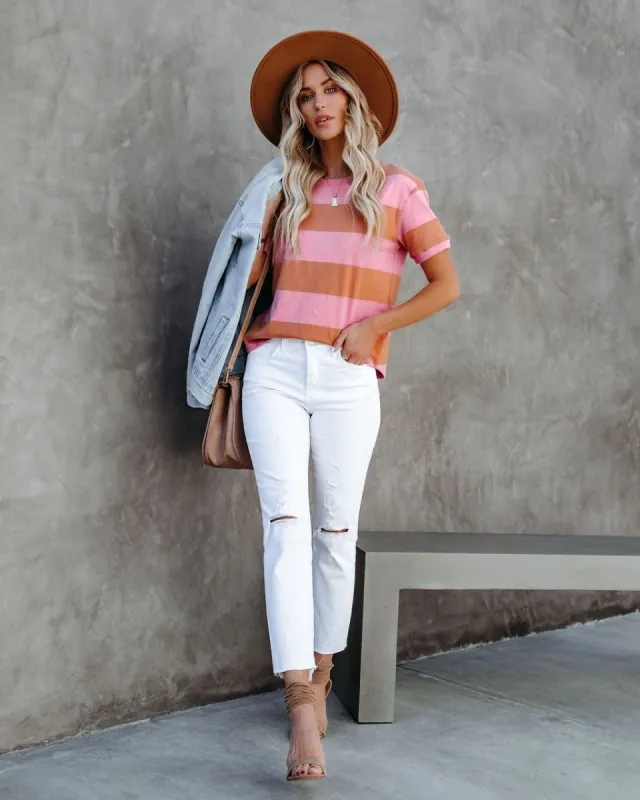 Sun-Sational Cotton Striped Tee - Pink - FINAL SALE sold by Vici