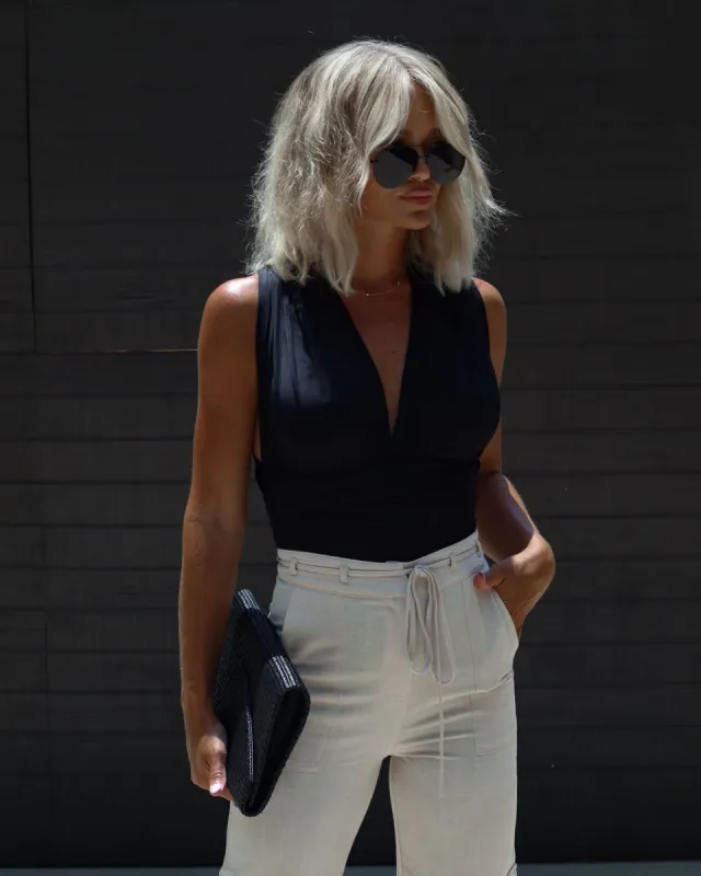 Enya Plunge Neck Sleeveless Bodysuit sold by Vici