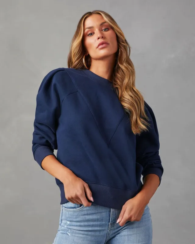 Huddy Cotton Sweatshirt - Navy sold by Vici