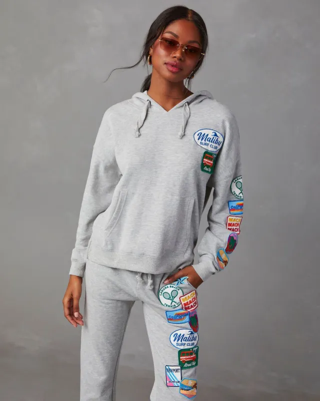 Cali Road Trip Patched Hooded Sweatshirt - Heather Grey - FINAL SALE sold by Vici