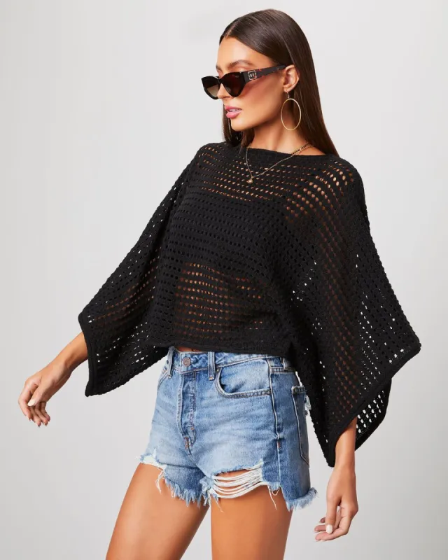 Baize Crochet Dolman Sweater - Black - SALE sold by Vici