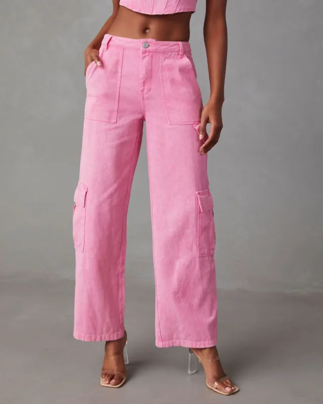 Shania Utility Cargo Jeans - Pink - SALE sold by Vici