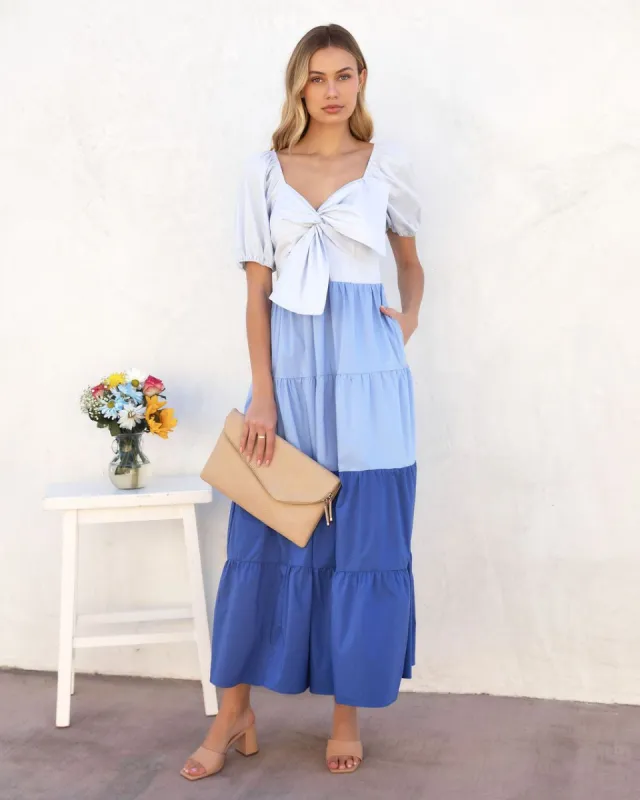 Mariel Tiered Pocketed Puff Sleeve Maxi Dress sold by Vici