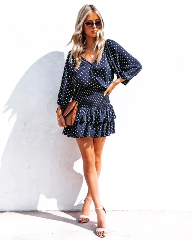 Delaney Smocked Polka Dot Ruffle Dress - FINAL SALE sold by Vici