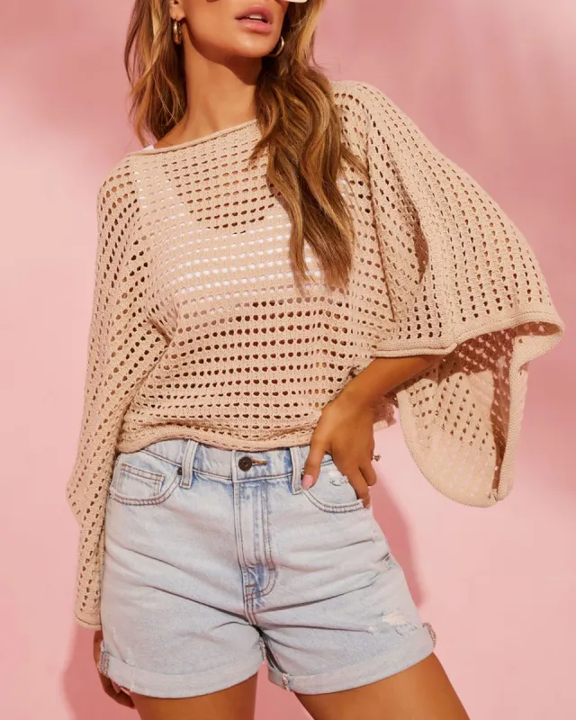 Baize Crochet Dolman Sweater - Beige - SALE sold by Vici
