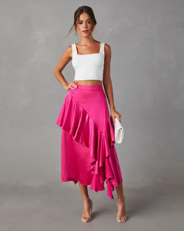 Amorina Ruffle Midi Skirt - Fuchsia - FINAL SALE sold by Vici