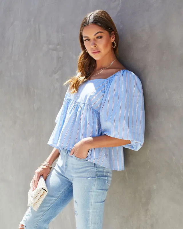 Americas Sweetheart Cotton Striped Babydoll Top - FINAL SALE sold by Vici