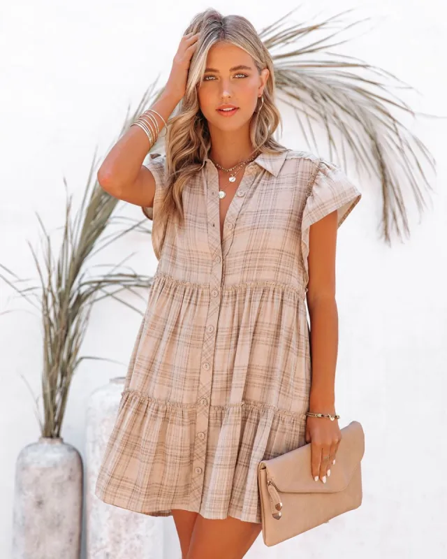 Portia Cotton Blend Plaid Babydoll Dress - FINAL SALE sold by Vici