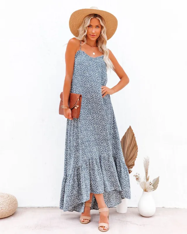 Salinas Printed High Low Ruffle Maxi Dress - FINAL SALE sold by Vici