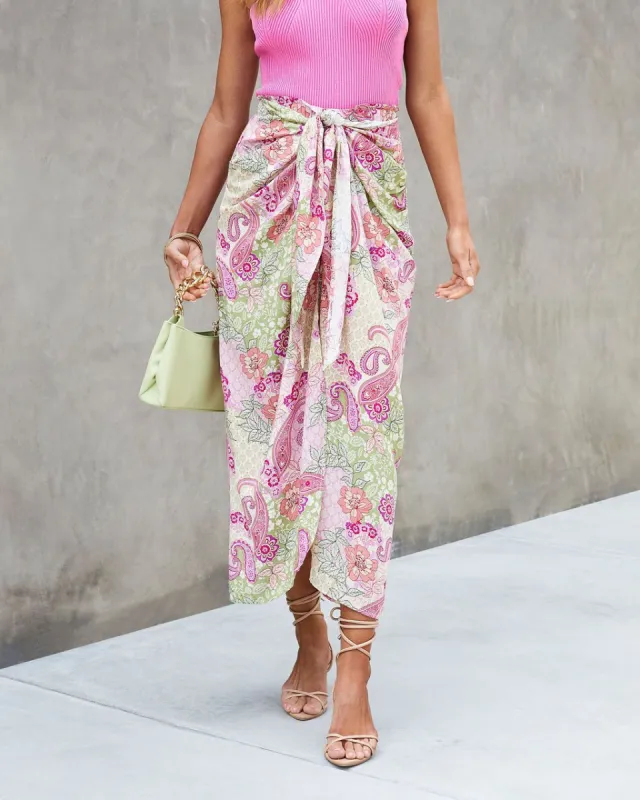 Meralda Printed Sarong Midi Skirt - FINAL SALE sold by Vici