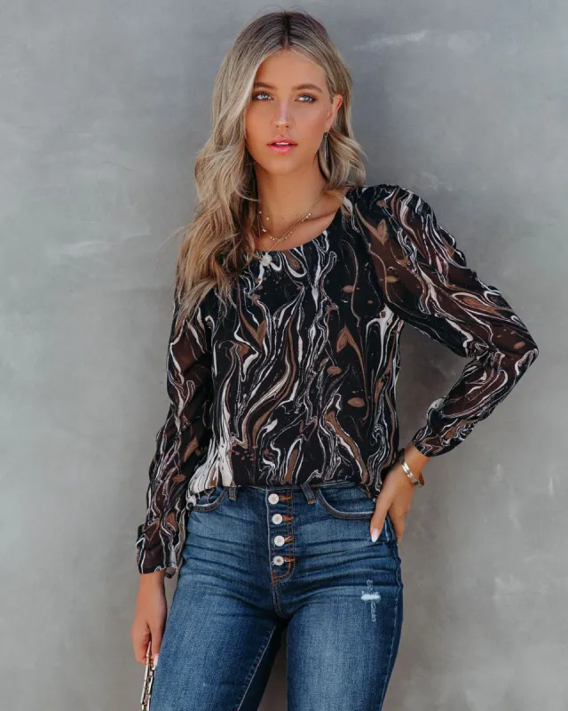 Marble Printed Blouse - FINAL SALE sold by Vici