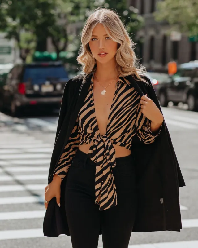 Catalina Tiger Print Tie Blouse - FINAL SALE sold by Vici