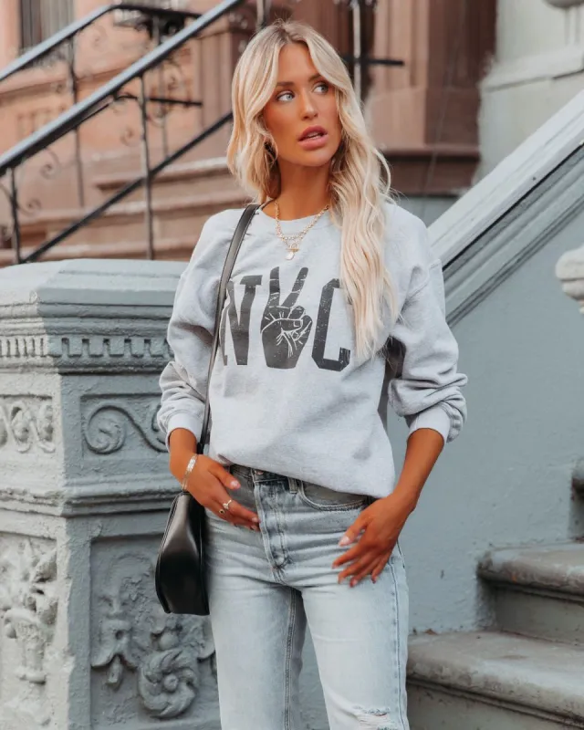 Nyc Peace Sign Cotton Blend Sweatshirt - FINAL SALE sold by Vici