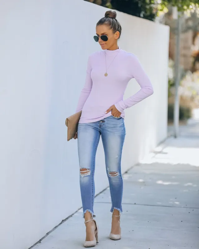 Past Or Present Turtleneck Knit Top - Lilac sold by Vici