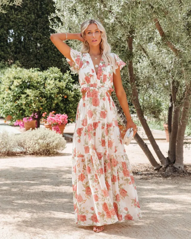 Moonlight Sonata Floral Cut Out Maxi Dress - FINAL SALE sold by Vici