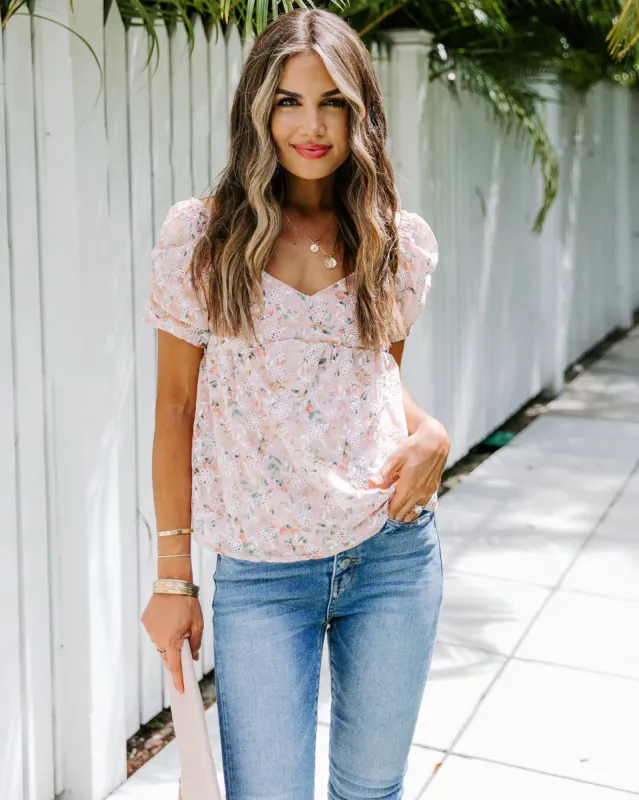 We Found Love Embroidered Eyelet Babydoll Top - FINAL SALE sold by Vici