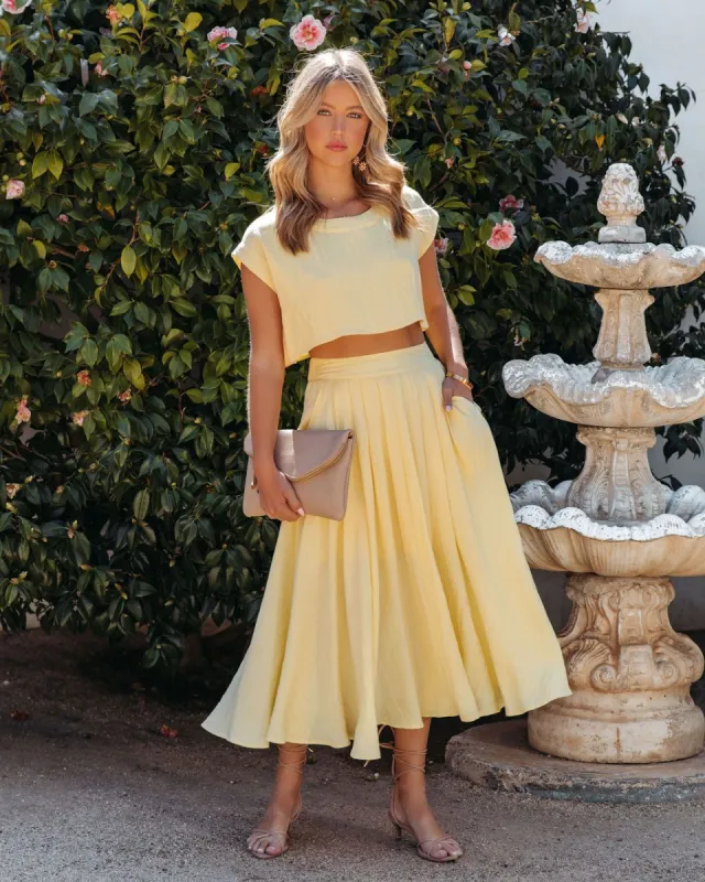 Veronica Pocketed Woven Midi Skirt - Yellow - FINAL SALE sold by Vici