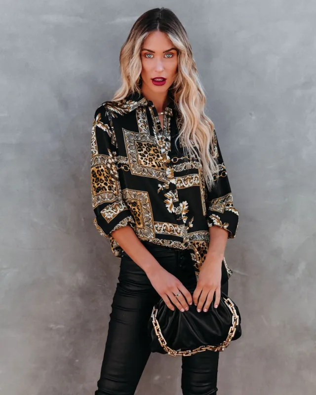 Take The Lead Printed Button Down Blouse - FINAL SALE sold by Vici