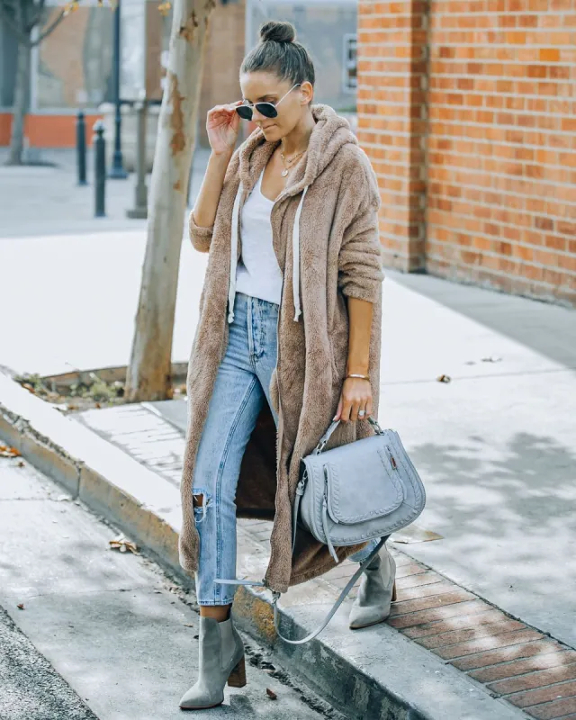 Snooze Pocketed Soft Knit Hooded Jacket - Mocha - FINAL SALE sold by Vici