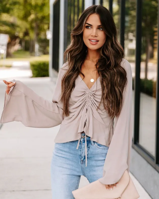 Kaylin Ruched Crop Top - Taupe - FINAL SALE sold by Vici