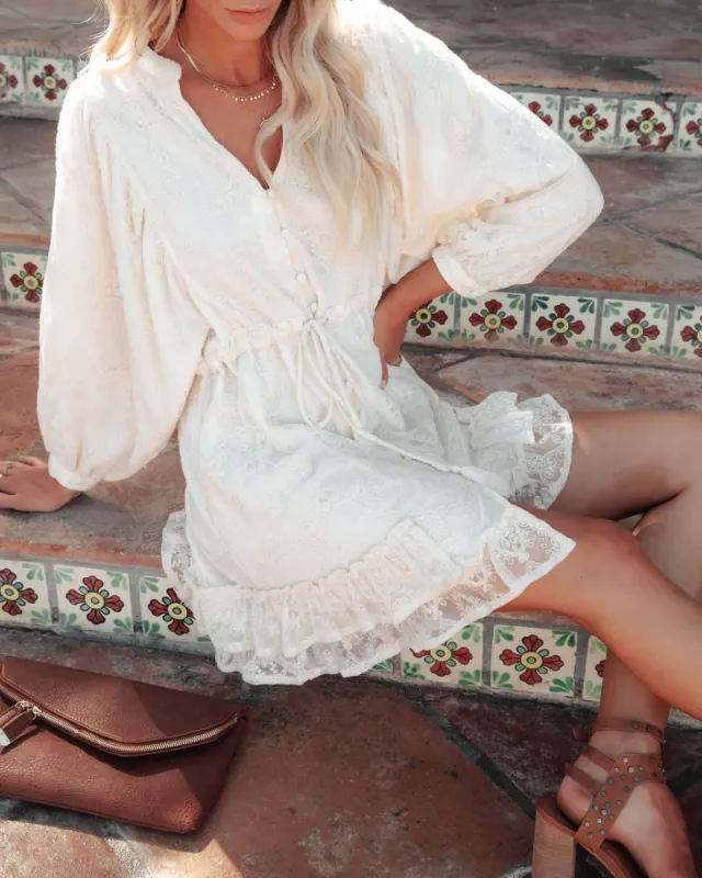 Trella Button Down Lace Babydoll Dress - Cream - FINAL SALE sold by Vici