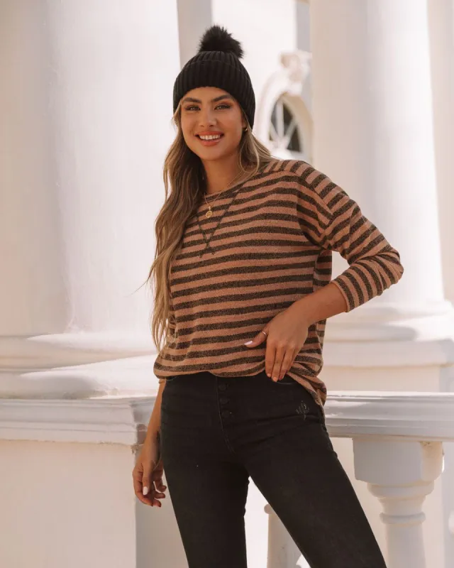 Keller Striped Knit Top - Tan - FINAL SALE sold by Vici