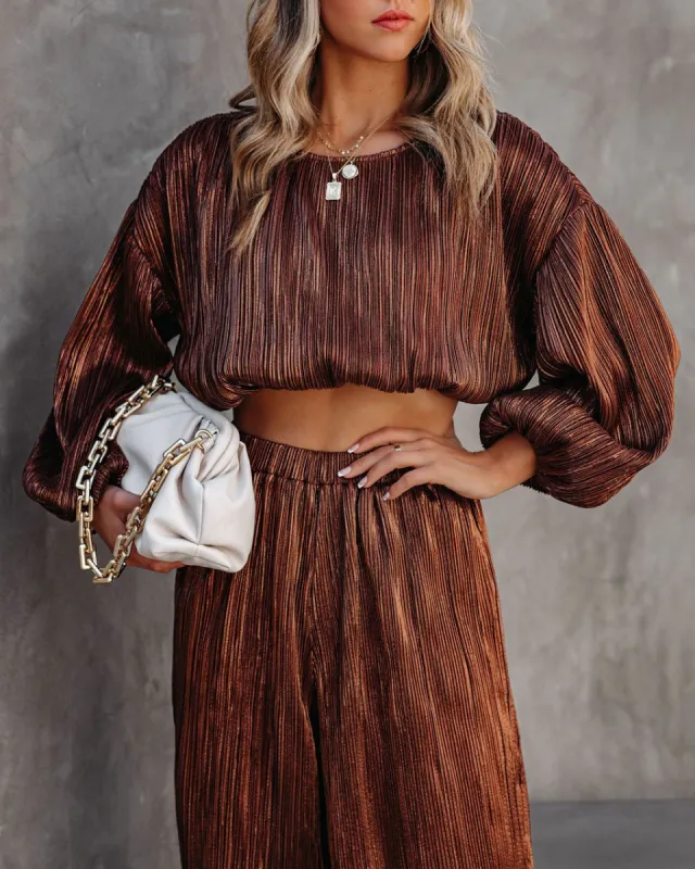 Kiyara Billowed Shimmer Plisse Top - FINAL SALE sold by Vici