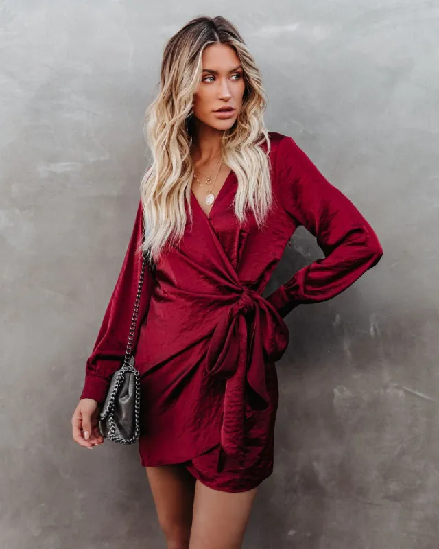 Only In Dreams Satin Wrap Dress - FINAL SALE sold by Vici