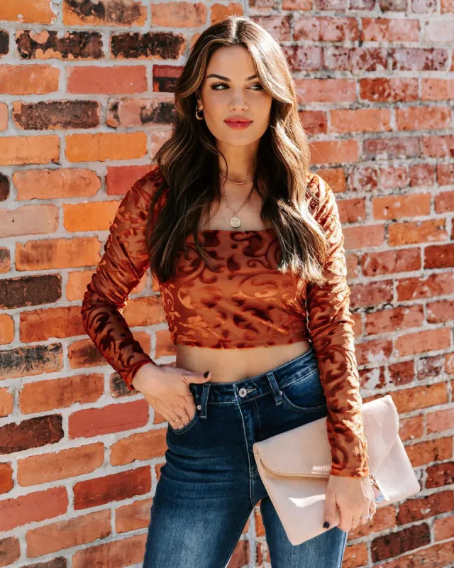Elio Velvet Burnout Crop Top - FINAL SALE sold by Vici