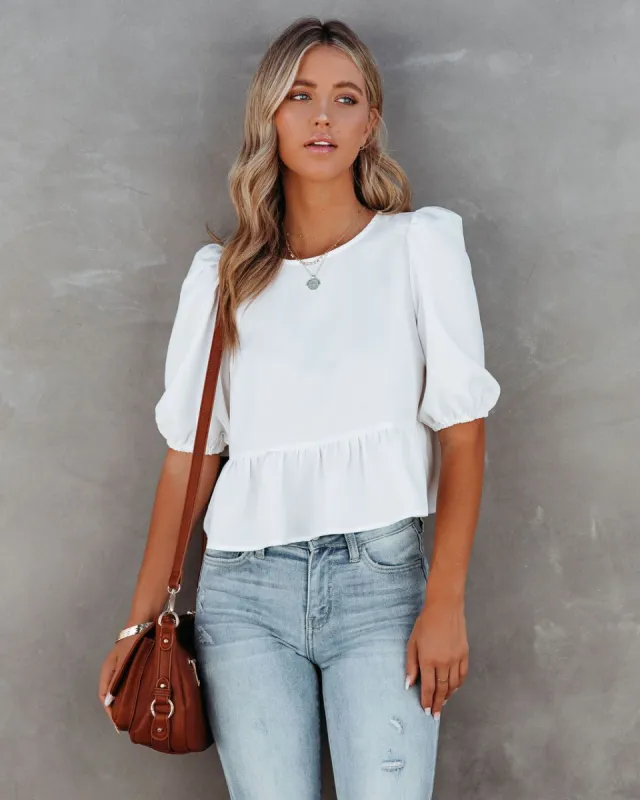 Paxie Peplum Crop Blouse - White - FINAL SALE made by Vici