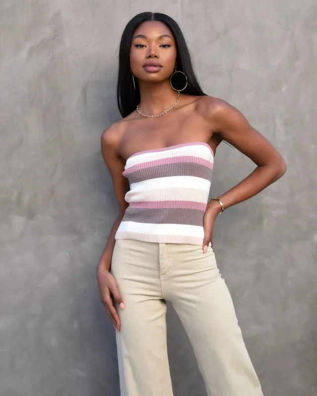 With You Knit Striped Strapless Top - FINAL SALE sold by Vici
