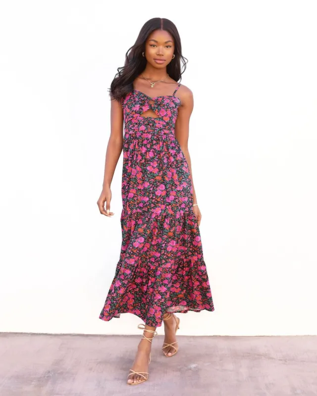 Leanne Cotton Floral Cutout Midi Dress - FINAL SALE sold by Vici