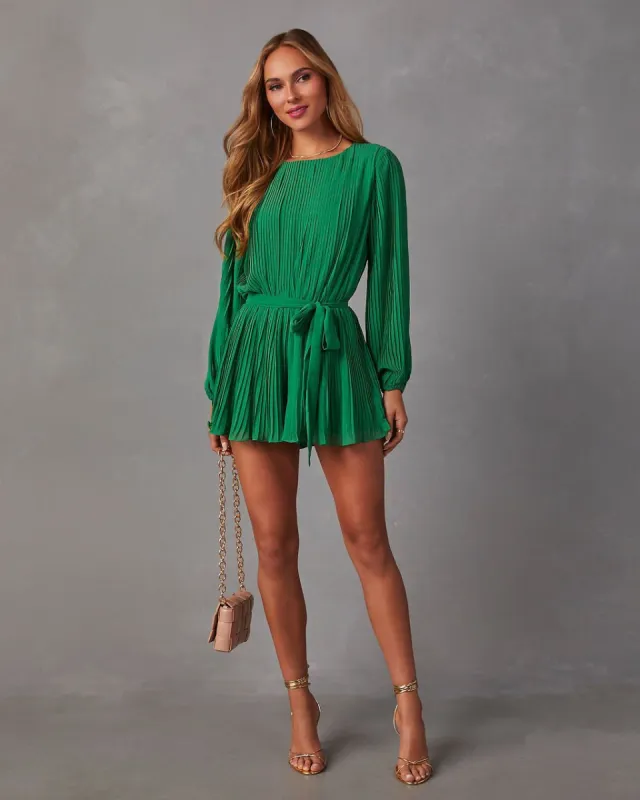 Olena Pleated Tie Waist Romper sold by Vici