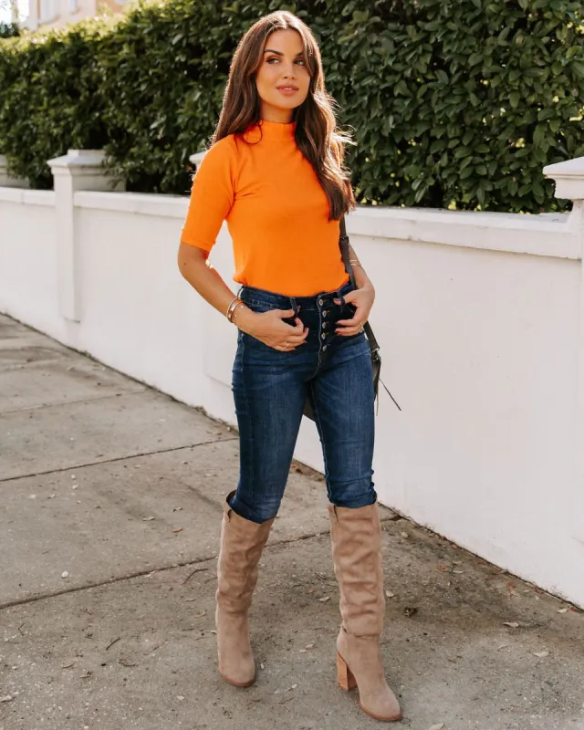 Kashmira Mock Neck Knit Top - Orange - FINAL SALE sold by Vici