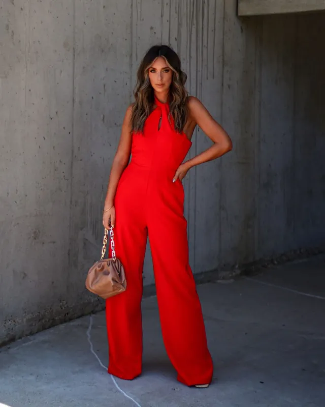 Gosselin Halter Neck Jumpsuit - Red - FINAL SALE sold by Vici