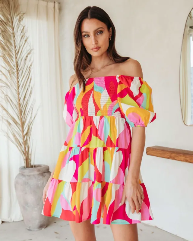 Think Bold Printed Smocked Cotton Babydoll Dress - FINAL SALE sold by Vici