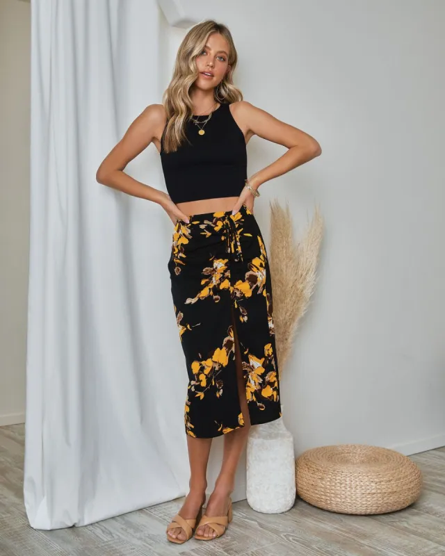 Miramar Floral Ruched Midi Skirt - FINAL SALE sold by Vici