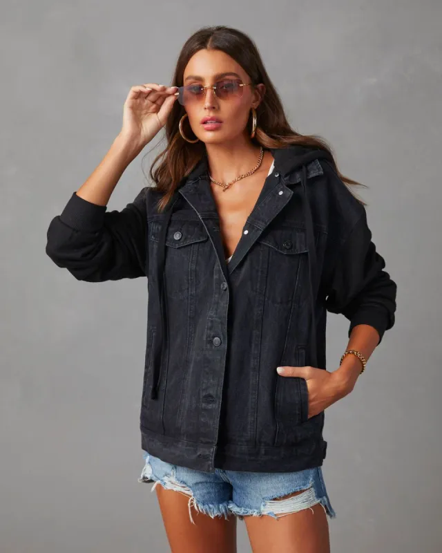 Gerardi Hooded Denim Jacket - Black sold by Vici