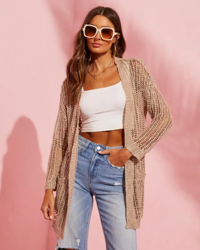 Clarasi Crochet Knit Cardigan - Beige - SALE sold by Vici