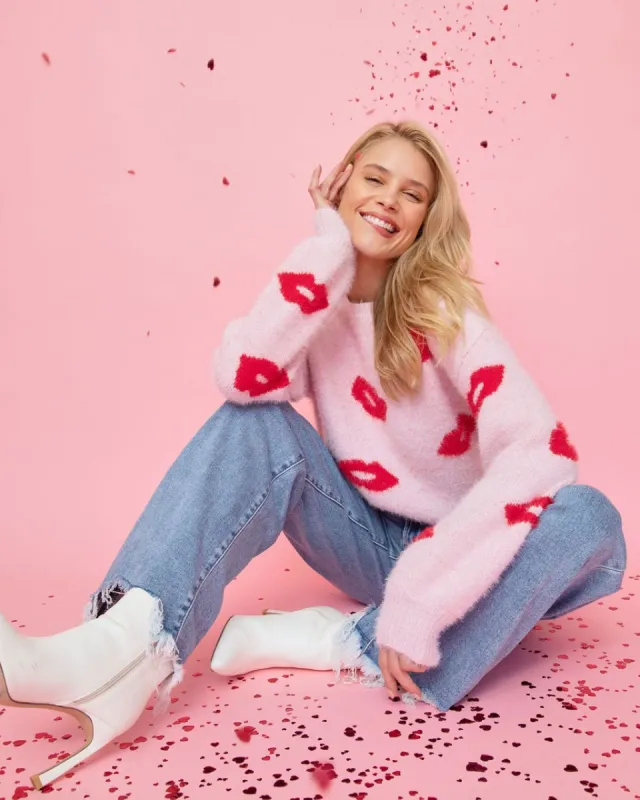 Kiss And Tell Fuzzy Sweater - LAST CHANCE sold by Vici